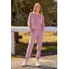 imagePRETTYGARDEN Womens Fall 2 Piece Lounge Set Long Sleeve Tops Ribbed Pants Spring Matching Sweatsuit Travel Outfits ClothesPink