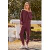 imagePRETTYGARDEN Womens Fall 2 Piece Lounge Set Long Sleeve Tops Ribbed Pants Spring Matching Sweatsuit Travel Outfits ClothesWine Red