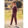 imagePRETTYGARDEN Womens Fall 2 Piece Lounge Set Long Sleeve Tops Ribbed Pants Spring Matching Sweatsuit Travel Outfits ClothesWine Red