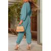 imagePRETTYGARDEN Womens Fall Jumpsuits Dressy Casual Pants Romper Spring Long Sleeve V Neck Belt Pockets One Piece OutfitsBlue Green