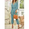 imagePRETTYGARDEN Womens Fall Jumpsuits Dressy Casual Pants Romper Spring Long Sleeve V Neck Belt Pockets One Piece OutfitsBlue Green