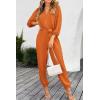 imagePRETTYGARDEN Womens Fall Jumpsuits Dressy Casual Pants Romper Spring Long Sleeve V Neck Belt Pockets One Piece OutfitsBrown Yellow
