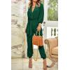 imagePRETTYGARDEN Womens Fall Jumpsuits Dressy Casual Pants Romper Spring Long Sleeve V Neck Belt Pockets One Piece OutfitsDark Green