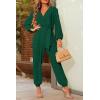 imagePRETTYGARDEN Womens Fall Jumpsuits Dressy Casual Pants Romper Spring Long Sleeve V Neck Belt Pockets One Piece OutfitsDark Green