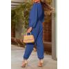 imagePRETTYGARDEN Womens Fall Jumpsuits Dressy Casual Pants Romper Spring Long Sleeve V Neck Belt Pockets One Piece OutfitsDenim Blue