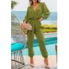 imagePRETTYGARDEN Womens Fall Jumpsuits Dressy Casual Pants Romper Spring Long Sleeve V Neck Belt Pockets One Piece OutfitsOlive Green