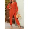 imagePRETTYGARDEN Womens Fall Jumpsuits Dressy Casual Pants Romper Spring Long Sleeve V Neck Belt Pockets One Piece OutfitsOrange