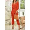 imagePRETTYGARDEN Womens Fall Jumpsuits Dressy Casual Pants Romper Spring Long Sleeve V Neck Belt Pockets One Piece OutfitsOrange