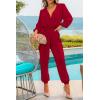 imagePRETTYGARDEN Womens Fall Jumpsuits Dressy Casual Pants Romper Spring Long Sleeve V Neck Belt Pockets One Piece OutfitsRed