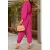imagePRETTYGARDEN Womens Fall Jumpsuits Dressy Casual Pants Romper Spring Long Sleeve V Neck Belt Pockets One Piece OutfitsRose Red