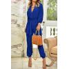 imagePRETTYGARDEN Womens Fall Jumpsuits Dressy Casual Pants Romper Spring Long Sleeve V Neck Belt Pockets One Piece OutfitsRoyal Blue
