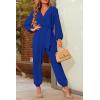 imagePRETTYGARDEN Womens Fall Jumpsuits Dressy Casual Pants Romper Spring Long Sleeve V Neck Belt Pockets One Piece OutfitsRoyal Blue