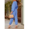 imagePRETTYGARDEN Womens Fall Jumpsuits Dressy Casual Pants Romper Spring Long Sleeve V Neck Belt Pockets One Piece OutfitsSky Blue