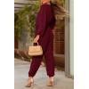 imagePRETTYGARDEN Womens Fall Jumpsuits Dressy Casual Pants Romper Spring Long Sleeve V Neck Belt Pockets One Piece OutfitsWine Red