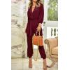 imagePRETTYGARDEN Womens Fall Jumpsuits Dressy Casual Pants Romper Spring Long Sleeve V Neck Belt Pockets One Piece OutfitsWine Red