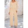 imagePRETTYGARDEN Womens Jumpsuits Dressy Casual Fall Fashion 2025 Trendy Long Sleeve Wide Leg Rompers Spring Work Office OutfitsBeige