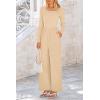 imagePRETTYGARDEN Womens Jumpsuits Dressy Casual Fall Fashion 2025 Trendy Long Sleeve Wide Leg Rompers Spring Work Office OutfitsBeige