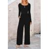 imagePRETTYGARDEN Womens Jumpsuits Dressy Casual Fall Fashion 2025 Trendy Long Sleeve Wide Leg Rompers Spring Work Office OutfitsBlack