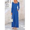 imagePRETTYGARDEN Womens Jumpsuits Dressy Casual Fall Fashion 2025 Trendy Long Sleeve Wide Leg Rompers Spring Work Office OutfitsBlue