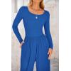 imagePRETTYGARDEN Womens Jumpsuits Dressy Casual Fall Fashion 2025 Trendy Long Sleeve Wide Leg Rompers Spring Work Office OutfitsBlue