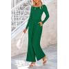 imagePRETTYGARDEN Womens Jumpsuits Dressy Casual Fall Fashion 2025 Trendy Long Sleeve Wide Leg Rompers Spring Work Office OutfitsGreen