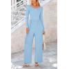 imagePRETTYGARDEN Womens Jumpsuits Dressy Casual Fall Fashion 2025 Trendy Long Sleeve Wide Leg Rompers Spring Work Office OutfitsLight Blue