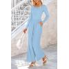 imagePRETTYGARDEN Womens Jumpsuits Dressy Casual Fall Fashion 2025 Trendy Long Sleeve Wide Leg Rompers Spring Work Office OutfitsLight Blue