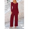 imagePRETTYGARDEN Womens Jumpsuits Dressy Casual Fall Fashion 2025 Trendy Long Sleeve Wide Leg Rompers Spring Work Office OutfitsWine Red