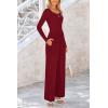 imagePRETTYGARDEN Womens Jumpsuits Dressy Casual Fall Fashion 2025 Trendy Long Sleeve Wide Leg Rompers Spring Work Office OutfitsWine Red