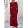imagePRETTYGARDEN Womens Jumpsuits Dressy Casual Fall Fashion 2025 Trendy Long Sleeve Wide Leg Rompers Spring Work Office OutfitsWine Red