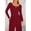 imagePRETTYGARDEN Womens Jumpsuits Dressy Casual Fall Fashion 2025 Trendy Long Sleeve Wide Leg Rompers Spring Work Office OutfitsWine Red