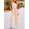 imagePRETTYGARDEN Womens Jumpsuits Summer Casual One Piece Outfits Sleeveless Wide Leg Long Pants RompersBeige