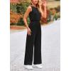 imagePRETTYGARDEN Womens Jumpsuits Summer Casual One Piece Outfits Sleeveless Wide Leg Long Pants RompersBlack