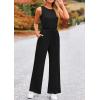 imagePRETTYGARDEN Womens Jumpsuits Summer Casual One Piece Outfits Sleeveless Wide Leg Long Pants RompersBlack