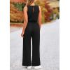 imagePRETTYGARDEN Womens Jumpsuits Summer Casual One Piece Outfits Sleeveless Wide Leg Long Pants RompersBlack