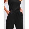 imagePRETTYGARDEN Womens Jumpsuits Summer Casual One Piece Outfits Sleeveless Wide Leg Long Pants RompersBlack