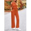 imagePRETTYGARDEN Womens Jumpsuits Summer Casual One Piece Outfits Sleeveless Wide Leg Long Pants RompersBrick Red