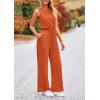 imagePRETTYGARDEN Womens Jumpsuits Summer Casual One Piece Outfits Sleeveless Wide Leg Long Pants RompersBrick Red