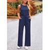 imagePRETTYGARDEN Womens Jumpsuits Summer Casual One Piece Outfits Sleeveless Wide Leg Long Pants RompersDark Blue
