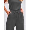imagePRETTYGARDEN Womens Jumpsuits Summer Casual One Piece Outfits Sleeveless Wide Leg Long Pants RompersDark Grey