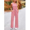 imagePRETTYGARDEN Womens Jumpsuits Summer Casual One Piece Outfits Sleeveless Wide Leg Long Pants RompersDusty Pink