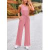 imagePRETTYGARDEN Womens Jumpsuits Summer Casual One Piece Outfits Sleeveless Wide Leg Long Pants RompersDusty Pink