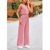 imagePRETTYGARDEN Womens Jumpsuits Summer Casual One Piece Outfits Sleeveless Wide Leg Long Pants RompersDusty Pink