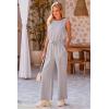 imagePRETTYGARDEN Womens Jumpsuits Summer Casual One Piece Outfits Sleeveless Wide Leg Long Pants RompersGrey