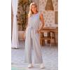 imagePRETTYGARDEN Womens Jumpsuits Summer Casual One Piece Outfits Sleeveless Wide Leg Long Pants RompersGrey