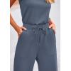 imagePRETTYGARDEN Womens Jumpsuits Summer Casual One Piece Outfits Sleeveless Wide Leg Long Pants RompersGrey Blue