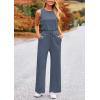 imagePRETTYGARDEN Womens Jumpsuits Summer Casual One Piece Outfits Sleeveless Wide Leg Long Pants RompersGrey Blue