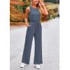 imagePRETTYGARDEN Womens Jumpsuits Summer Casual One Piece Outfits Sleeveless Wide Leg Long Pants RompersGrey Blue
