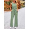 imagePRETTYGARDEN Womens Jumpsuits Summer Casual One Piece Outfits Sleeveless Wide Leg Long Pants RompersGrey Green