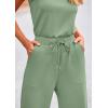 imagePRETTYGARDEN Womens Jumpsuits Summer Casual One Piece Outfits Sleeveless Wide Leg Long Pants RompersGrey Green